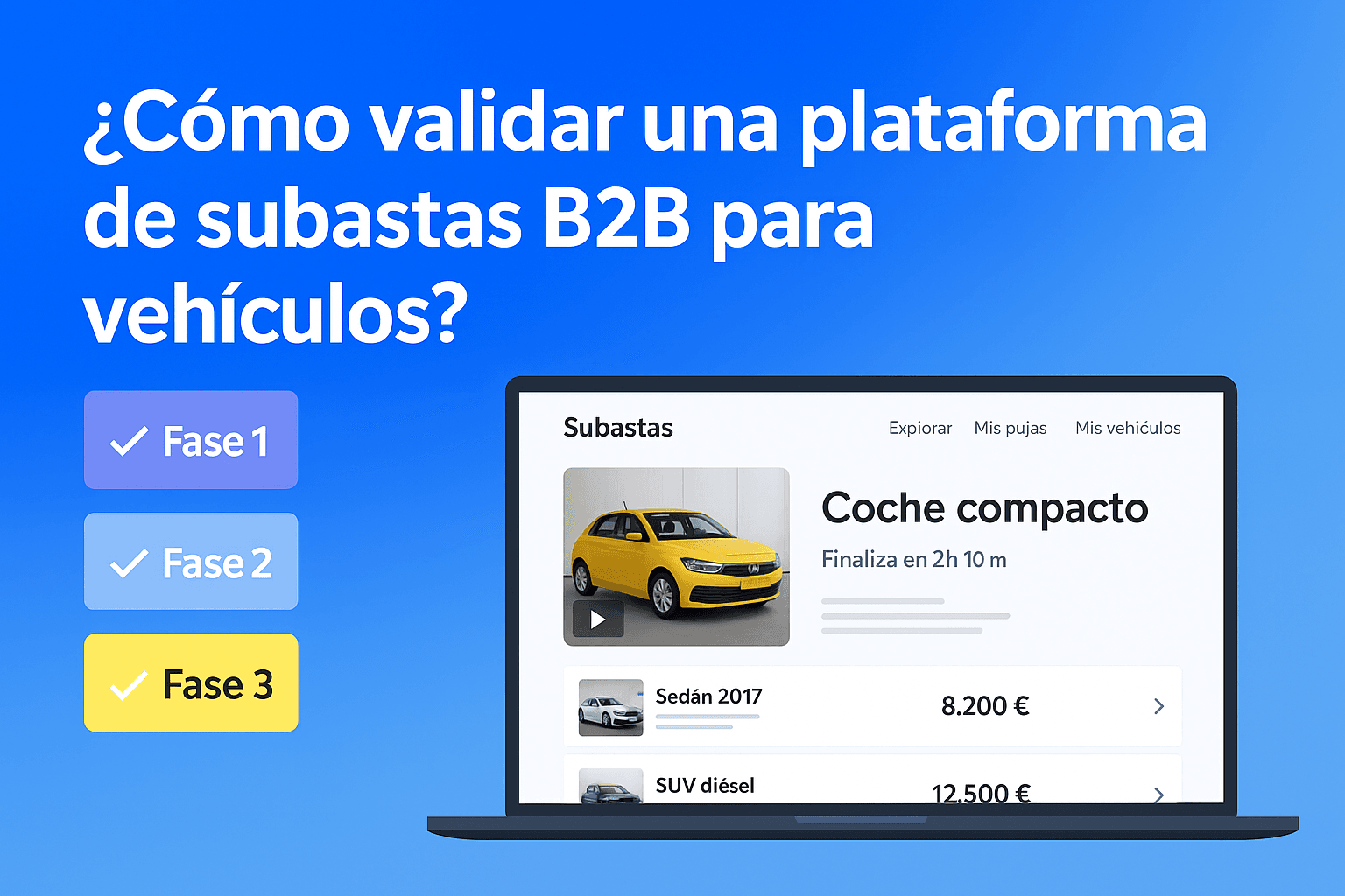 Plataforma de Subastas B2B para Vehículos | Cómo Validar